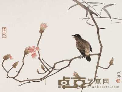 郑阿湃 工笔花鸟 镜心 35×46cm